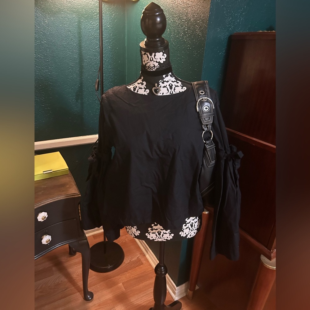 Free People Black Bell Sleeve Top